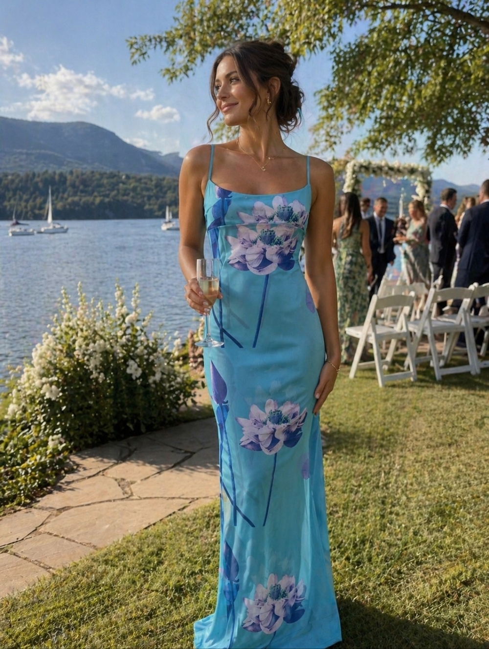 NWOT Miaou Thais Floral Dress in Blue Lotus